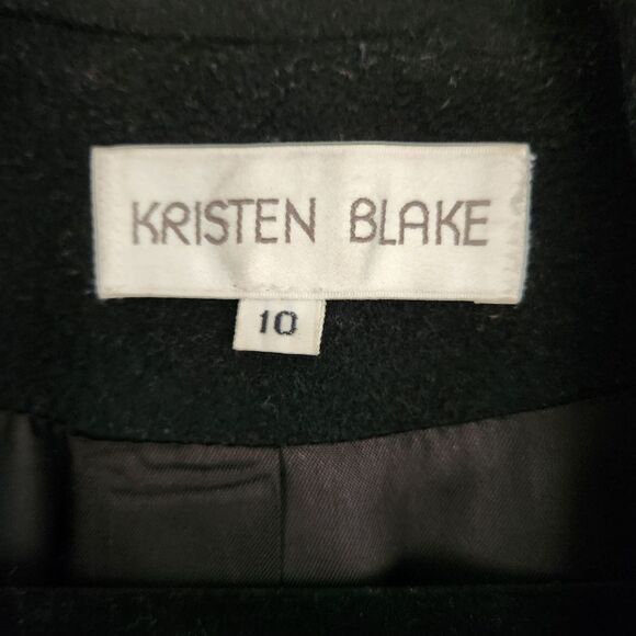 KRISTEN BLAKE Vintage Black Wool Cashmere Blend Essential Trench Coat size 10 - Picture 7 of 9